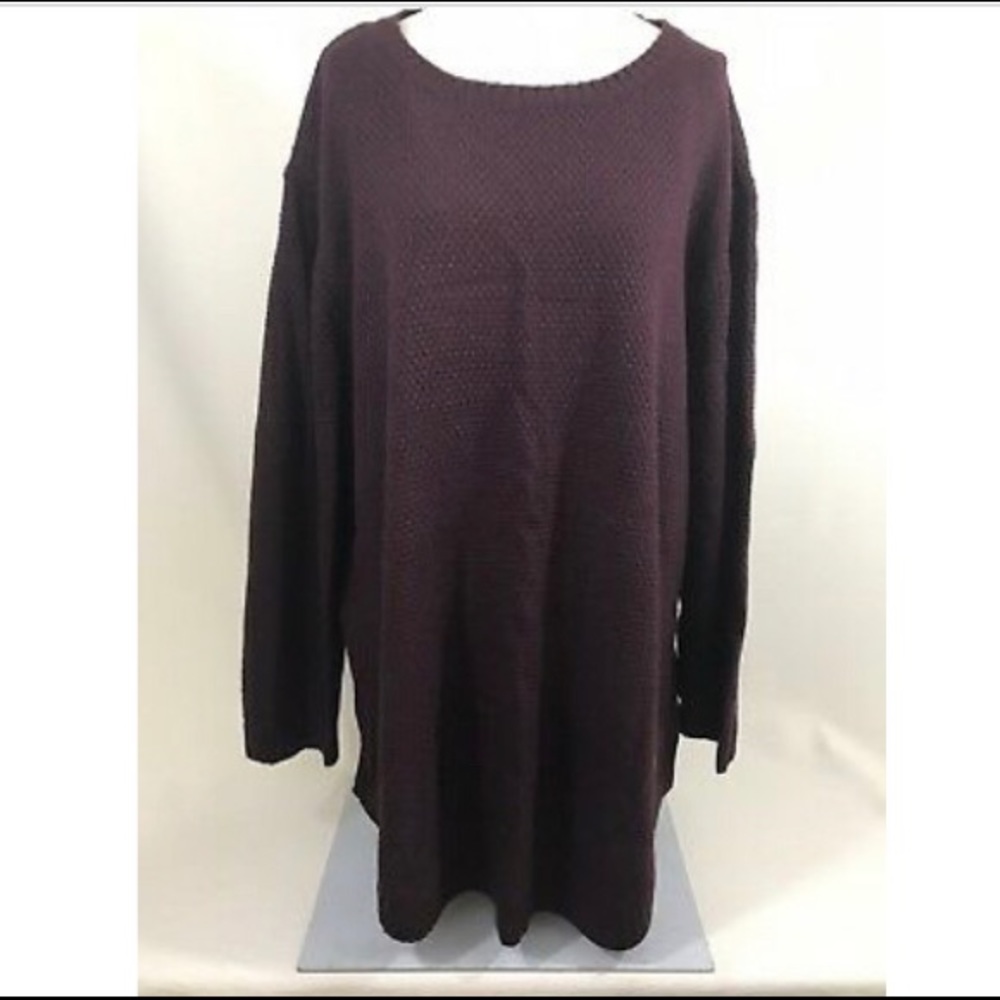 Burgundy/Black Plus Size Tunic Sweater
